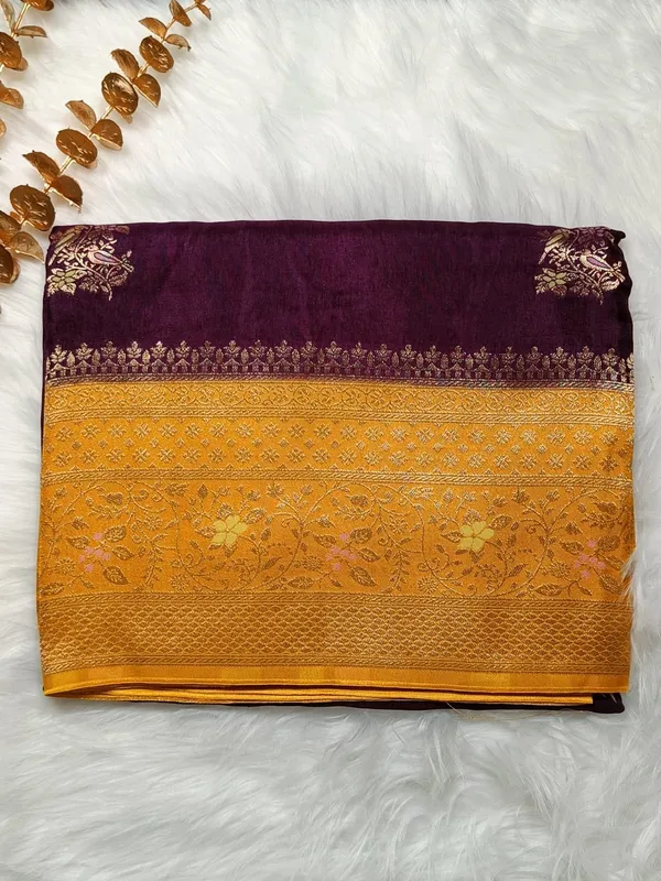 Royal_Violet_And_Mustard_Yellow_Banarasi_Handloom_Saree