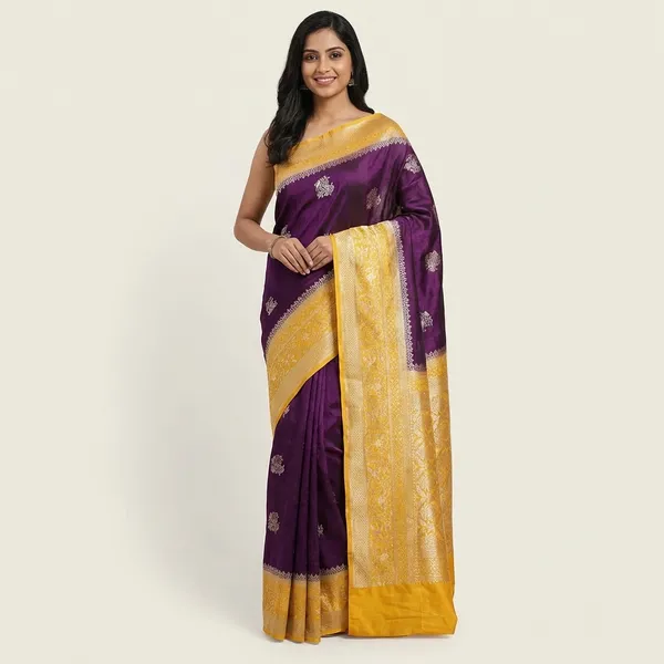 Royal_Violet_And_Mustard_Yellow_Banarasi_Handloom_Saree