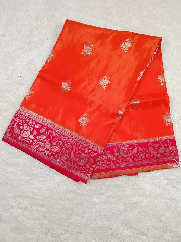 Orange_And_Bright_Red_Handloom_Silk_Saree