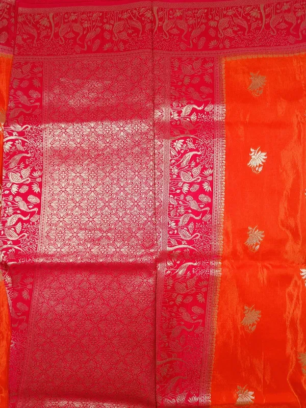 Orange_And_Bright_Red_Handloom_Silk_Saree