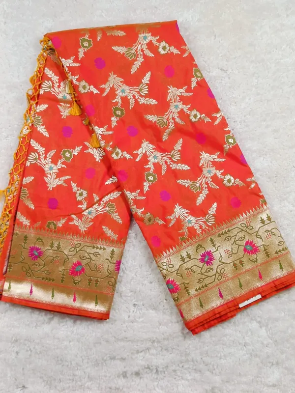Radiant_Orange_Banaras_Premium_Katan_Tilfi_Silk_Saree