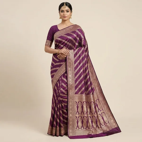 Plum_Purple_Banaras_Premium_Katan_Tilfi_Silk_Saree