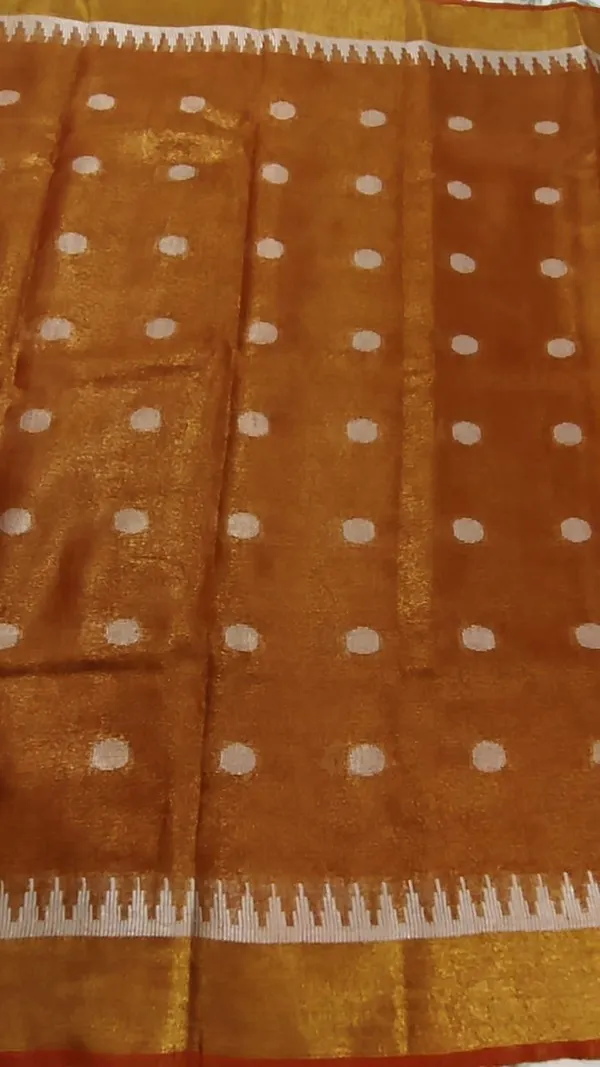 Elegant_Pure_Linen_Tissue_Saree_–_Copper_Brown_With_Silver_Zari_Accents