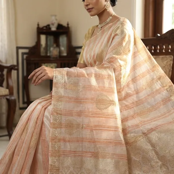 Elegant_Peach_Kota_Saree_With_Zari_Stripes_And_Rich_Border_For_Women