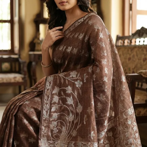 Elegant_Coffee_Brown_Kota_Doria_Saree_With_Zari_Weaving_For_Women