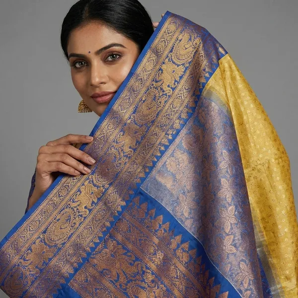 Elegant_Yellow_And_Blue_Mangalagiri_Handloom_Silk_Saree
