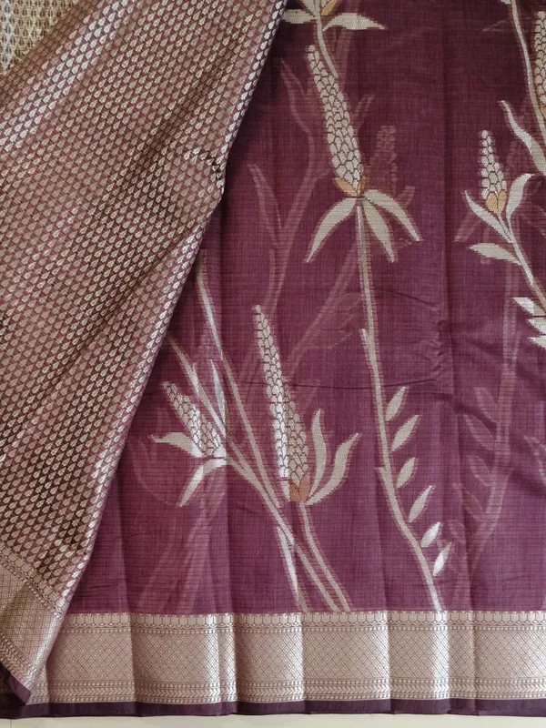 Deep_Wine_Kota_Silk_Saree_With_Silver_And_Gold_Zari_Floral_Weave_For_Women