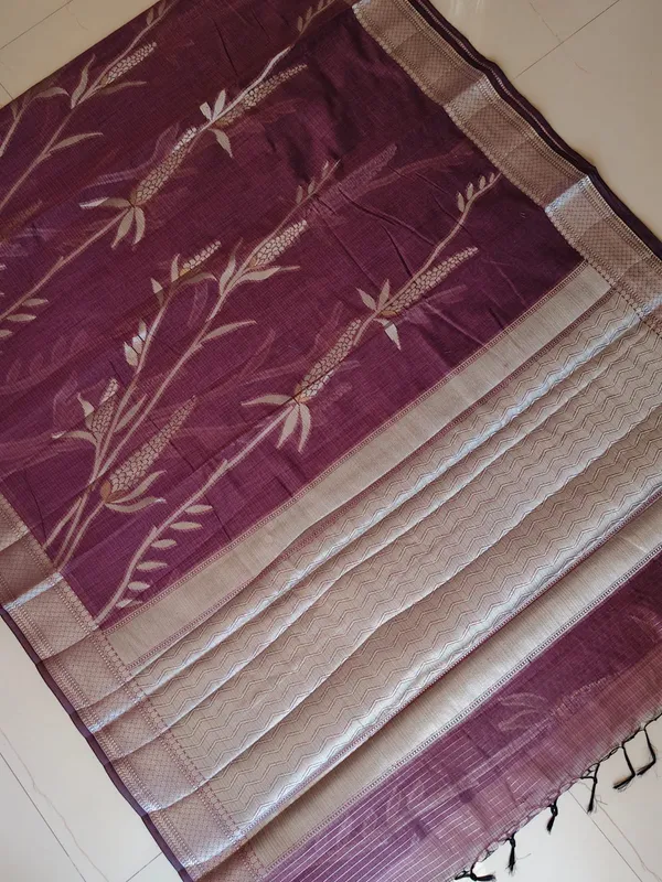 Deep_Wine_Kota_Silk_Saree_With_Silver_And_Gold_Zari_Floral_Weave_For_Women