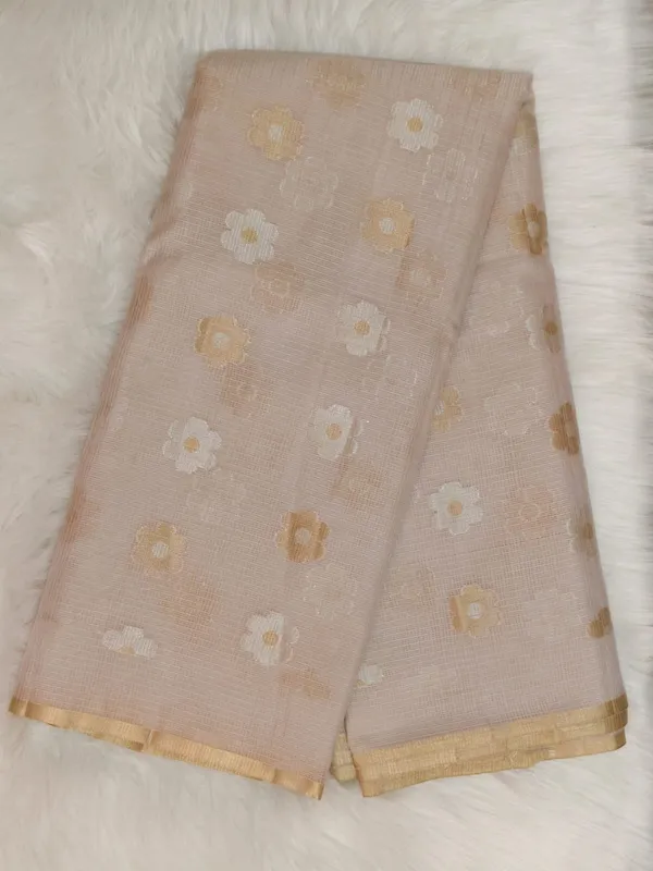 Cream_Kota_Silk_Saree_With_Delicate_Floral_Woven_Motifs_For_Women