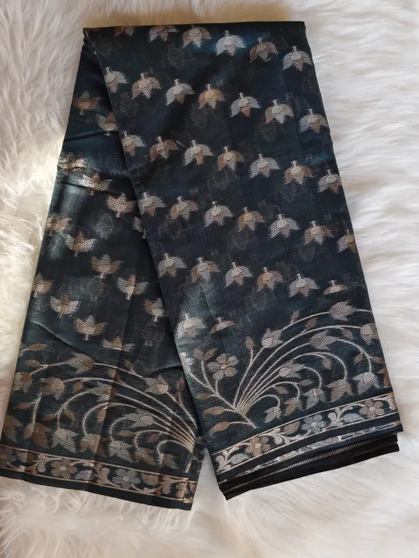 Stylish_Teal_Blue_Kota_Doria_Saree_With_Woven_Floral_Border_For_Women