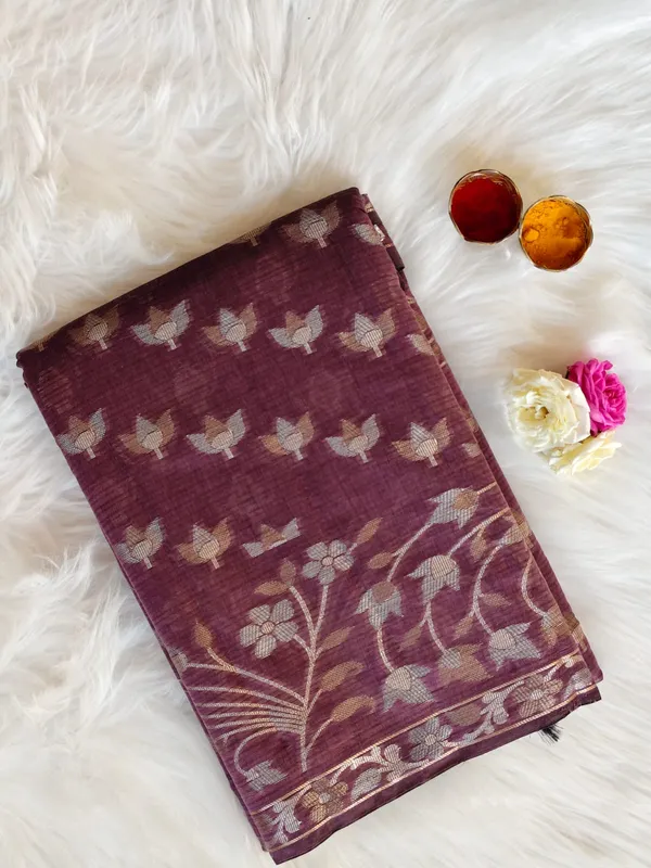 Elegant_Wine_Purple_Kota_Doria_Saree_With_Zari_Weaving_For_Women