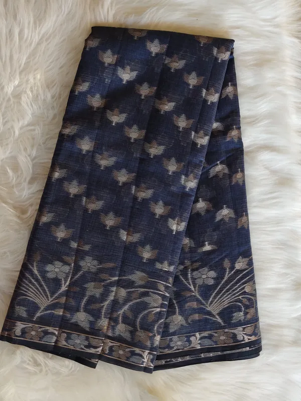 Elegant_Navy_Blue_Kota_Doria_Saree_With_Woven_Floral_Motifs_For_Women