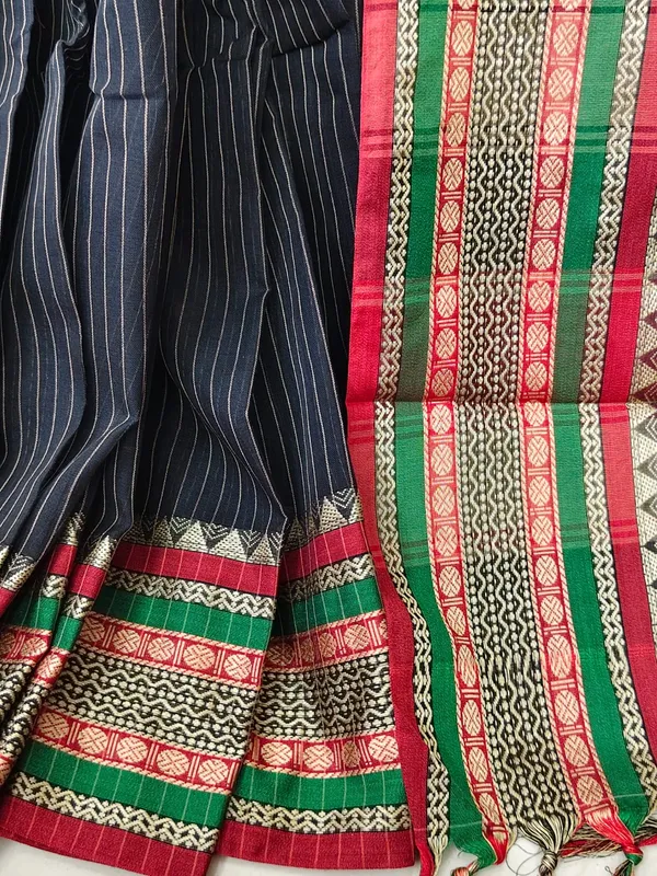 Black_Narayanpet_Cotton_Saree_With_Red_And_Gold_Border_For_Women