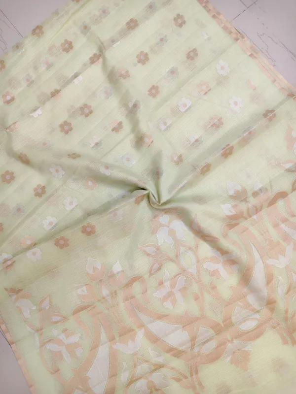 Soft_Pastel_Pistachio_Green_Kota_Silk_Saree_With_Delicate_Floral_Woven_Motifs_For_Women