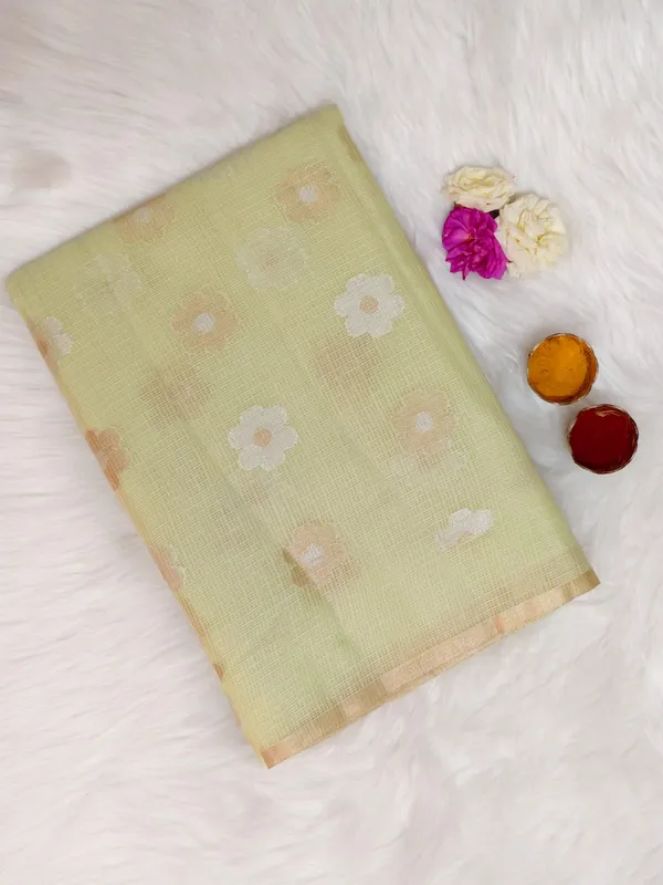 Soft_Pastel_Pistachio_Green_Kota_Silk_Saree_With_Delicate_Floral_Woven_Motifs_For_Women