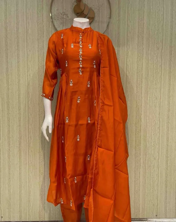 Orange_Cotton_Premium_Kurta_Set_For_Women