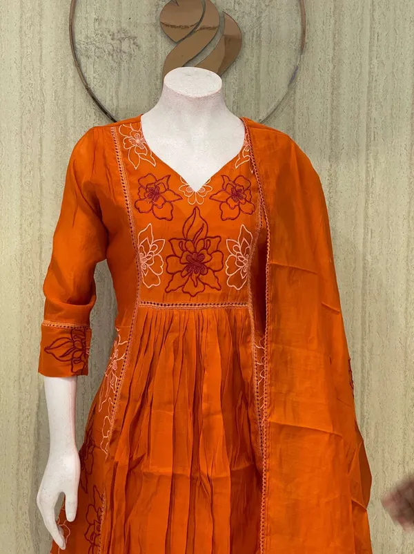 Orange_Cotton_Premium_Kurta_Set_For_Women