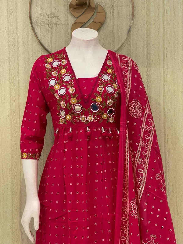 Red_Cotton_Premium_Kurta_Set_For_Women