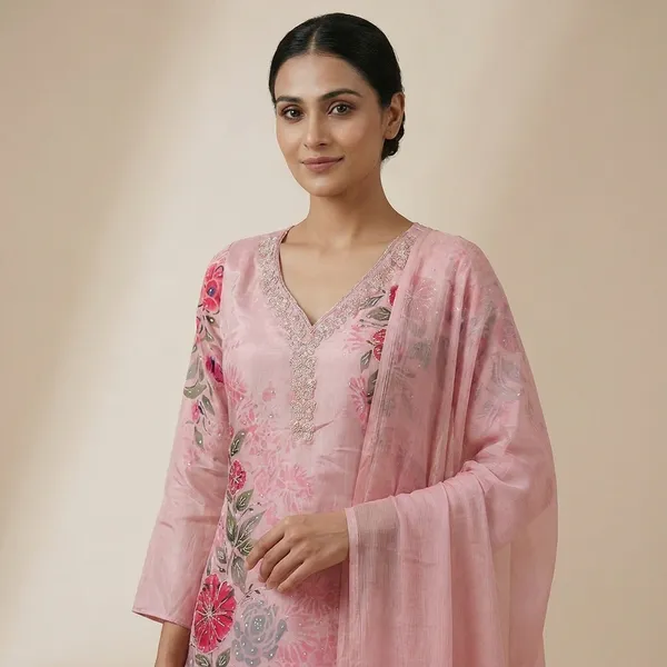 Pink_Cotton_Premium_Kurta_Set_For_Women