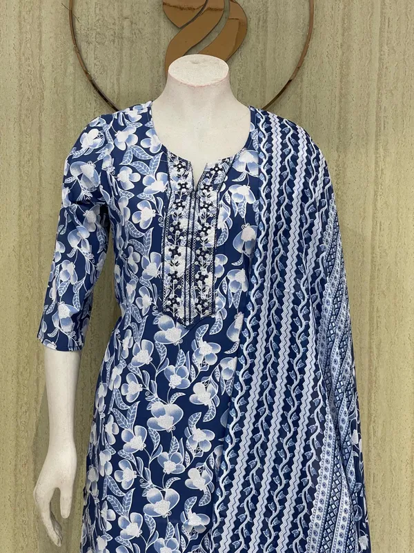 Blue_&_White_Printed_Ethnic_Kurti_with_Embroidered_Neckline