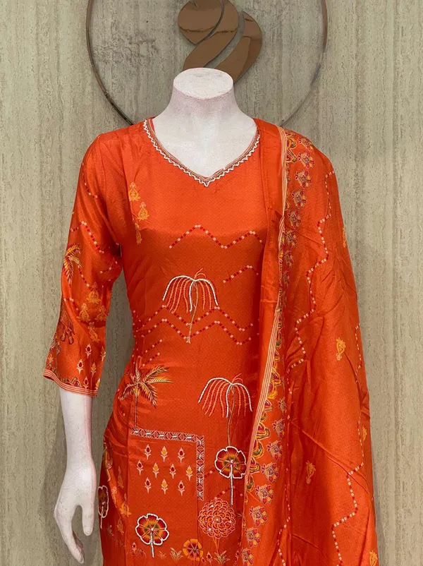 Orange_Cotton_Premium_Kurta_Set_For_Women
