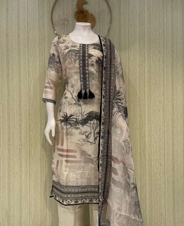 Beige_Cotton_Premium_Kurta_Set_For_Women