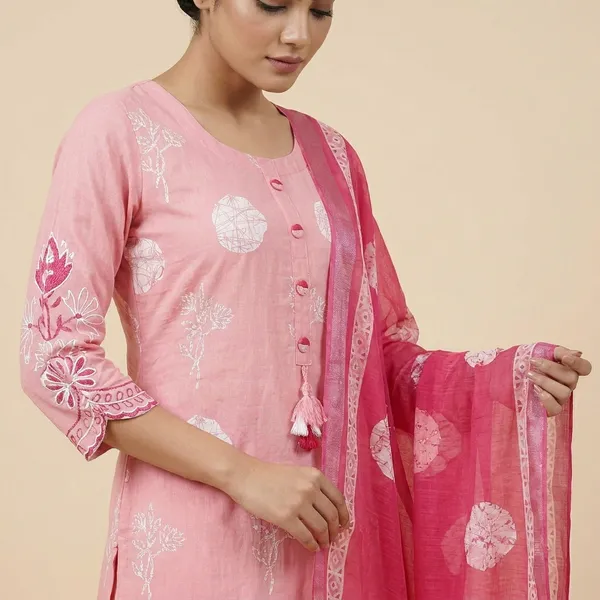 Pink_Cotton_Premium_Kurta_Set_For_Women