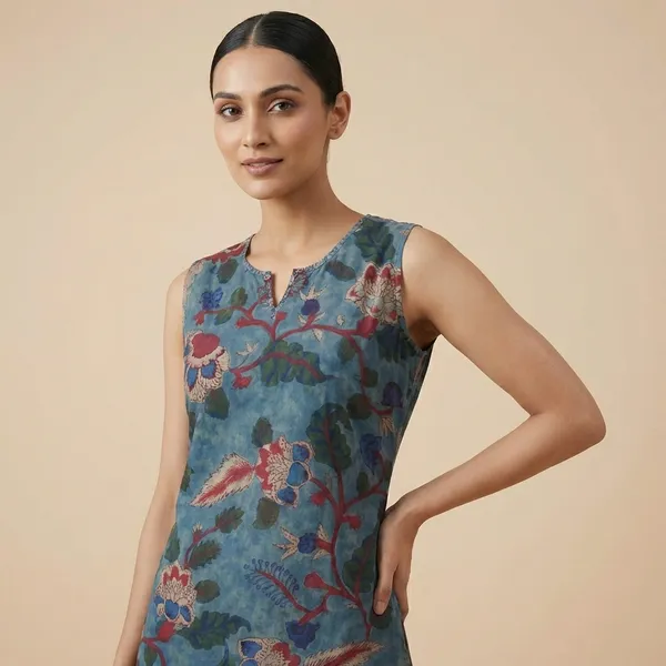 Women's_Floral_Printed_Sleeveless_Long_Dress_with_Layered_Design