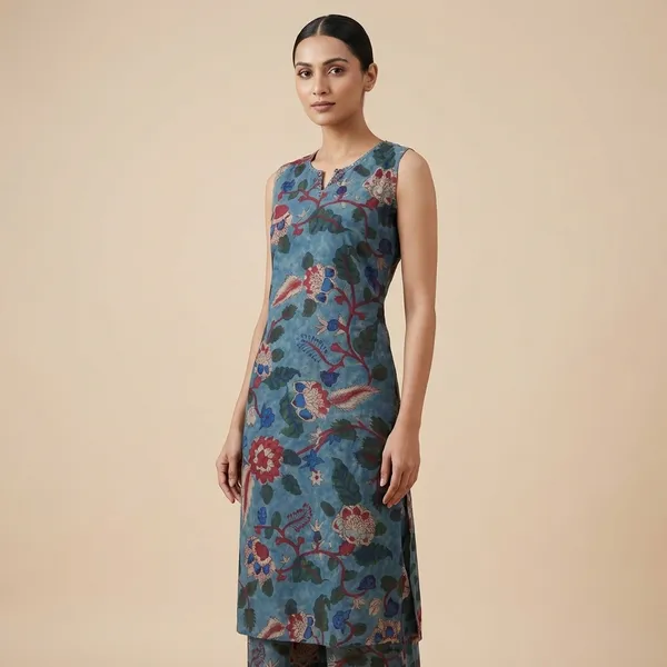 Women's_Floral_Printed_Sleeveless_Long_Dress_with_Layered_Design