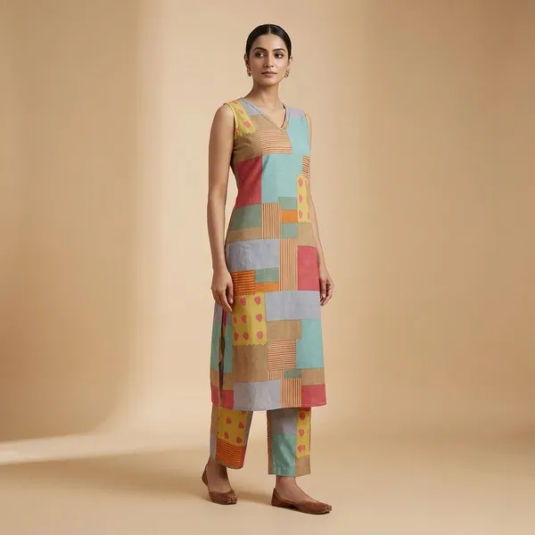 Multicolor_Patchwork_Kurti_and_Palazzo_Set