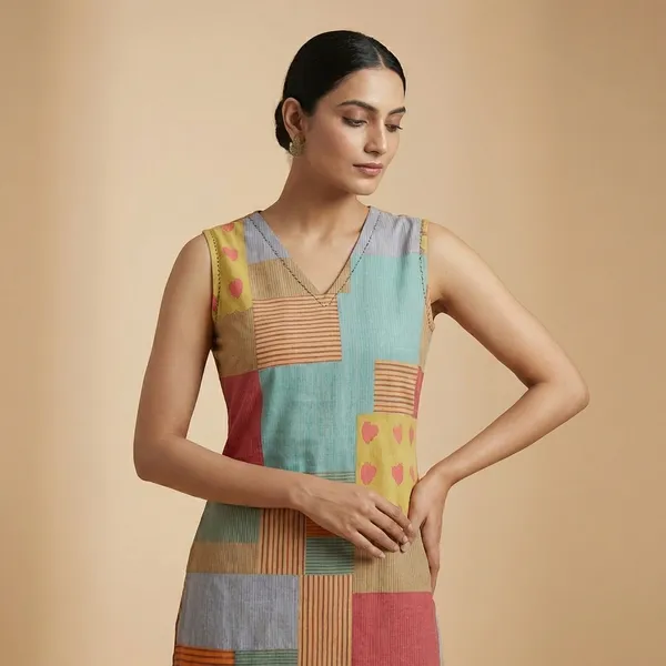 Multicolor_Patchwork_Kurti_and_Palazzo_Set