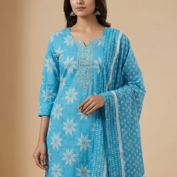 Sky_Blue_Cotton_Chikankari_Embroidered_Kurta_Set_with_Dupatta