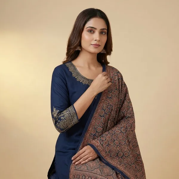 Navy_Blue_Embroidered_Cotton_Salwar_Suit_with_Printed_Dupatta