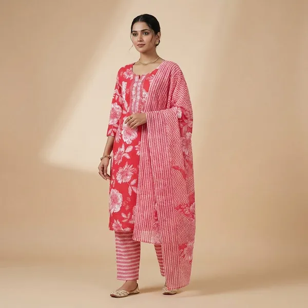 Red_Floral_Printed_Cotton_Salwar_Suit_Set_with_Dupatta