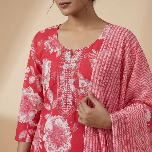 Red_Floral_Printed_Cotton_Salwar_Suit_Set_with_Dupatta