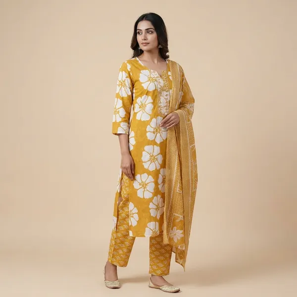 Mustard_Yellow_Floral_Printed_Cotton_Unstitched_Suit_Set