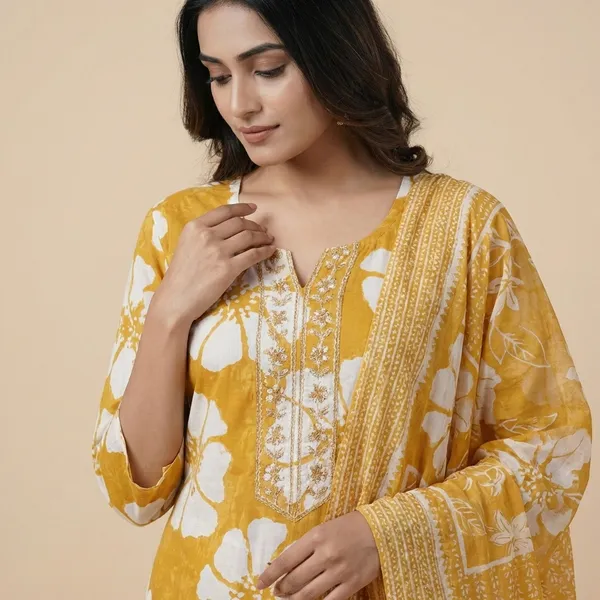 Mustard_Yellow_Floral_Printed_Cotton_Unstitched_Suit_Set