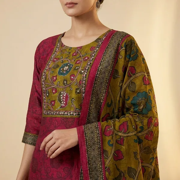 Maroon_Cotton_Premium_Kurta_Set_For_Women