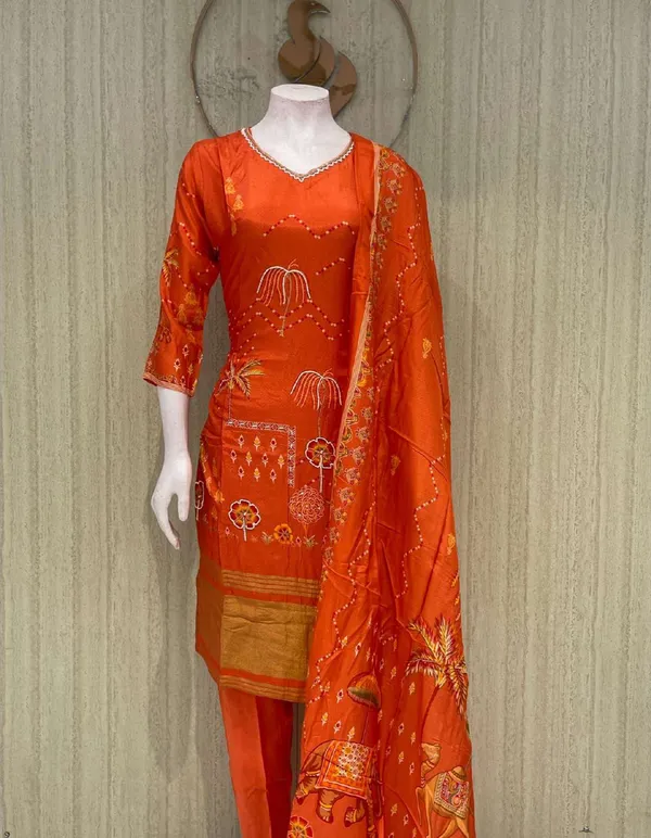 Orange_Cotton_Premium_Kurta_Set_For_Women