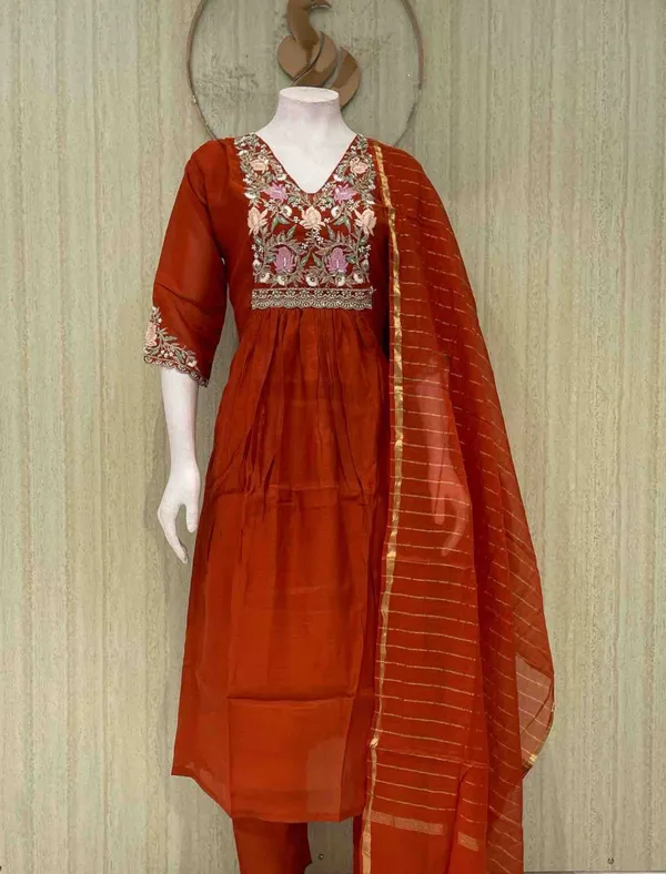Rust_Cotton_Premium_Kurta_Set_For_Women