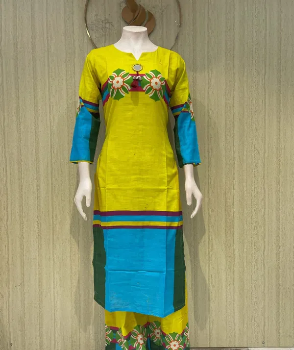 Yellow_Cotton_Premium_Kurta_Set_For_Women