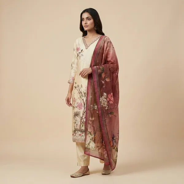 Cream_Cotton_Premium_Kurta_Set_For_Women