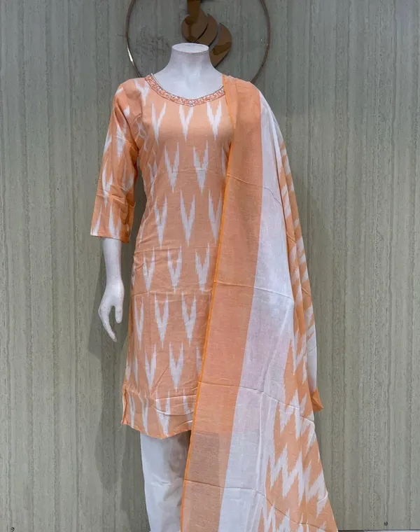 Peach_Cotton_Premium_Kurta_Set_For_Women