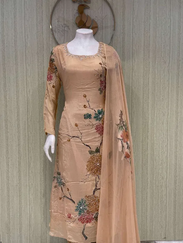 Beige_Cotton_Premium_Kurta_Set_For_Women