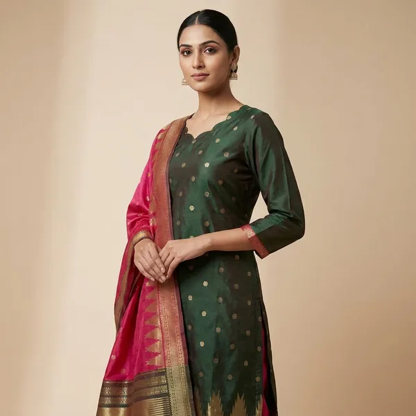 Green_Cotton_Premium_Kurta_Set_For_Women