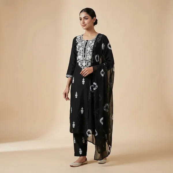 Black_Cotton_Premium_Kurta_Set_For_Women