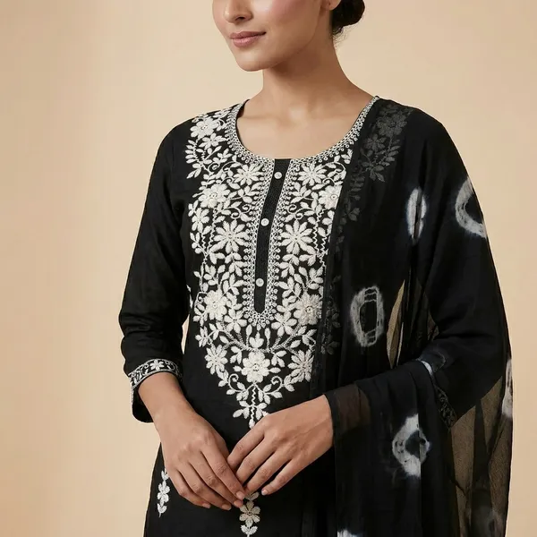 Black_Cotton_Premium_Kurta_Set_For_Women