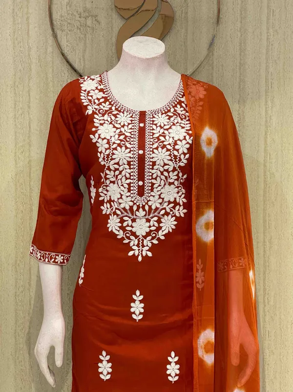 Rust_Cotton_Premium_Kurta_Set_For_Women
