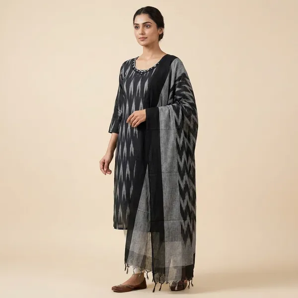 Black_Cotton_Premium_Kurta_Set_For_Women