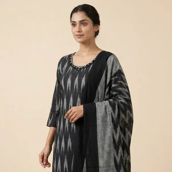 Black_Cotton_Premium_Kurta_Set_For_Women